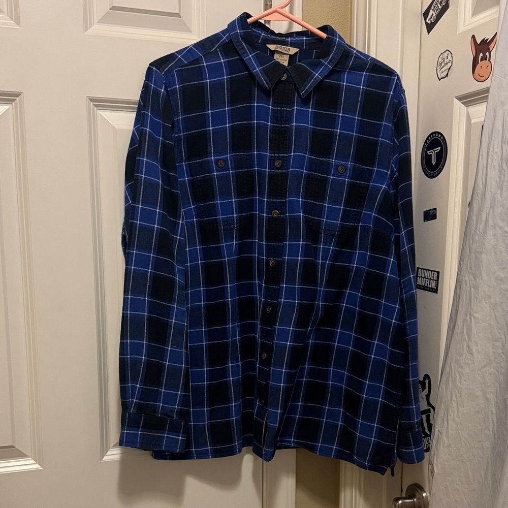 Duluth Trading Co Navy and Black Plaid Men's Shirt- worn once